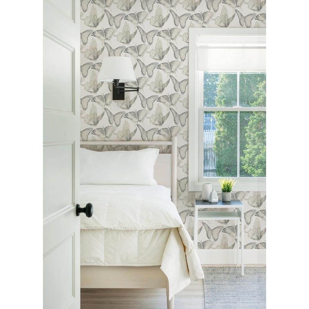 Janetta Grey Butterfly Watercolor Wallpaper
