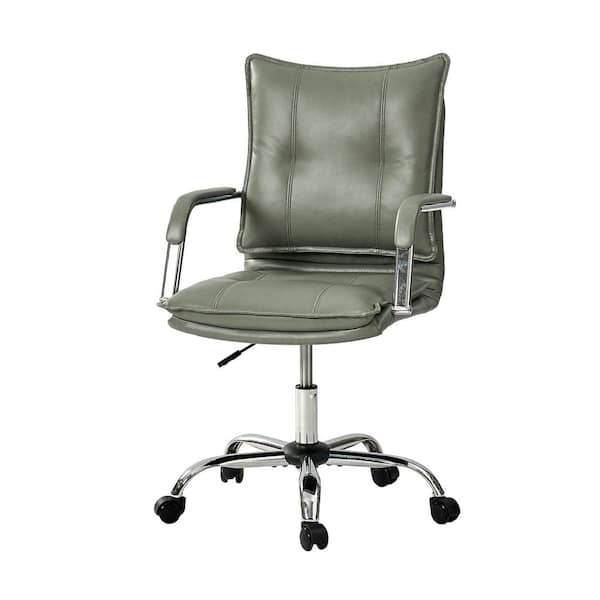 JAYDEN CREATION Dud Sage Modern Faux leather Swivel Task Chair with Padded Arms and Tufted Back