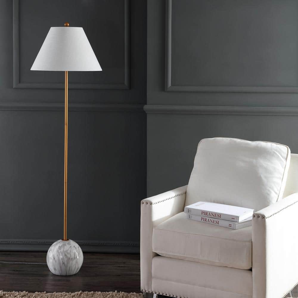 Elegant Shibumi Gold/White Resin & Metal LED Floor Lamp