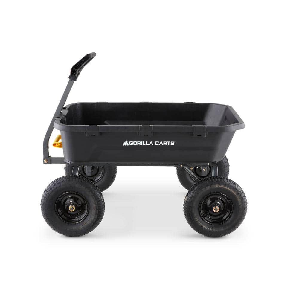 Heavy Duty Black Poly Yard Dump Cart with Pneumatic Tires