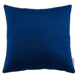 Enhance Navy Solid French Piping Trim 20 in. x 20 in. Performance Velvet Throw Pillow