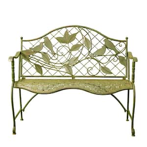 43.7 in. W 2-Seater Reddish Green Metal Outdoor Bench "Peace Valley"