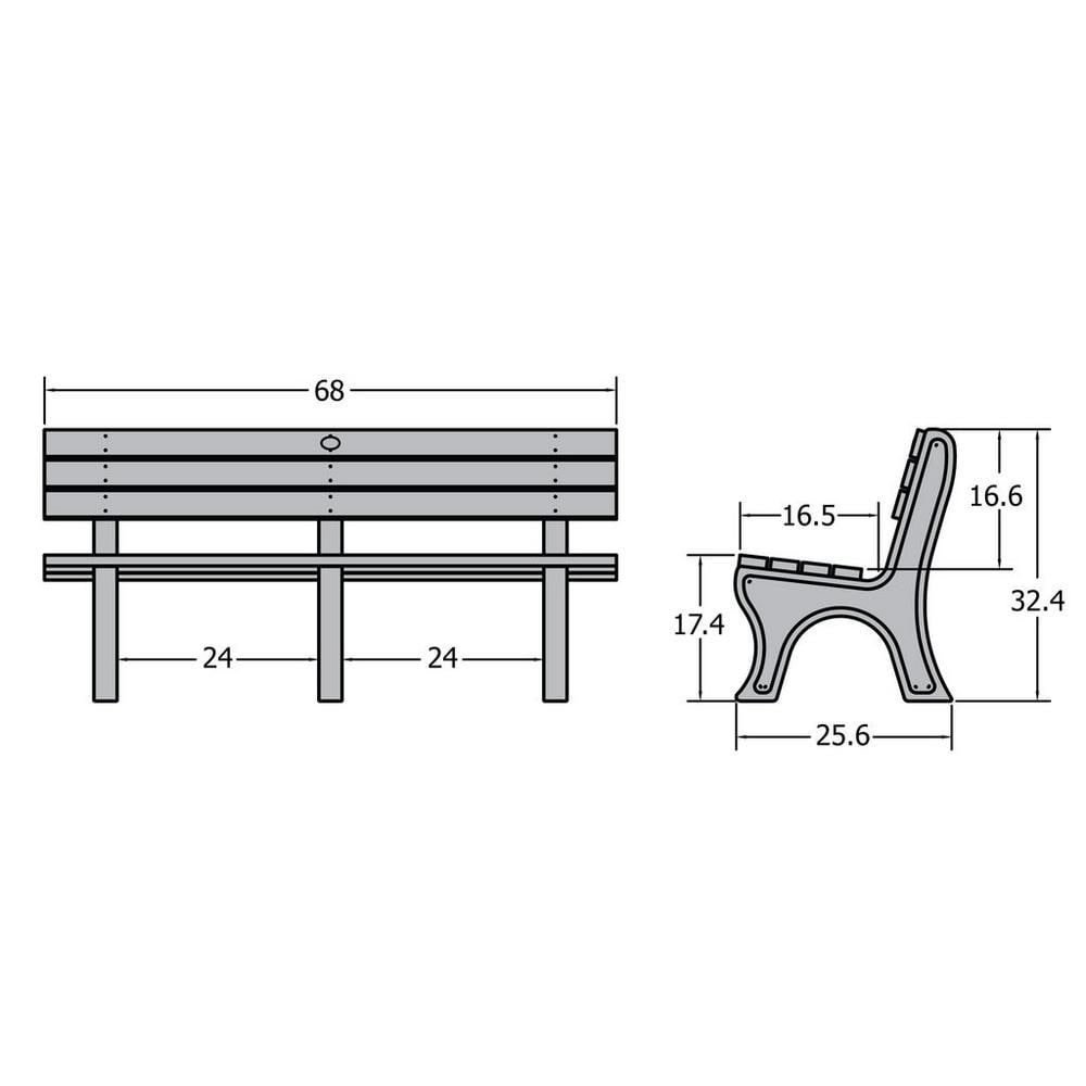Aurora 6 ft Federal Blue Recycled Plastic Traditional Park Bench