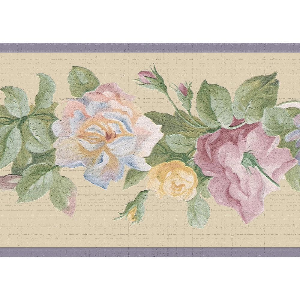 Falkirk Dandy II Purple Green Yellow Flowers on Vines Floral Peel and Stick Wallpaper Border price history on PriceWatchPro