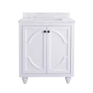 Odyssey 30 in. W x 22 in. D x 34.5 in. H Bathroom Vanity in White with White Carrara Marble Top