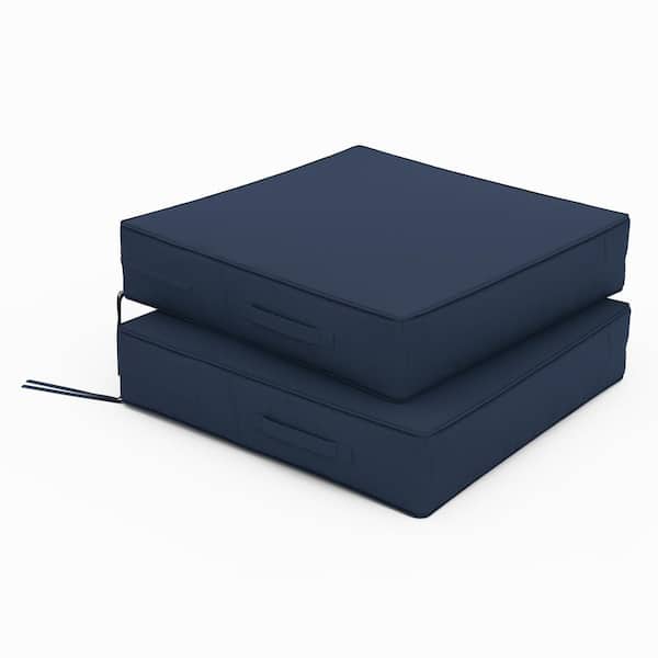 19 in. x 19 in. x 4 in. (2-Pack) Square Outdoor Patio Seating Repacement Lounge Chair Dining Seat Cushion Navy Blue
