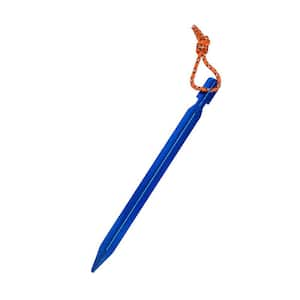 7.2 in. Aluminum Alloy Blue Triangular Tent Pegs Stake with Rope for Camping Tent (18-Pack)