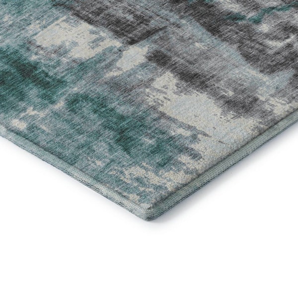 Mayfield Premium Machine Washable Abstract AMF1982 Teal 2 ft. x 3 ft. Accent Rug