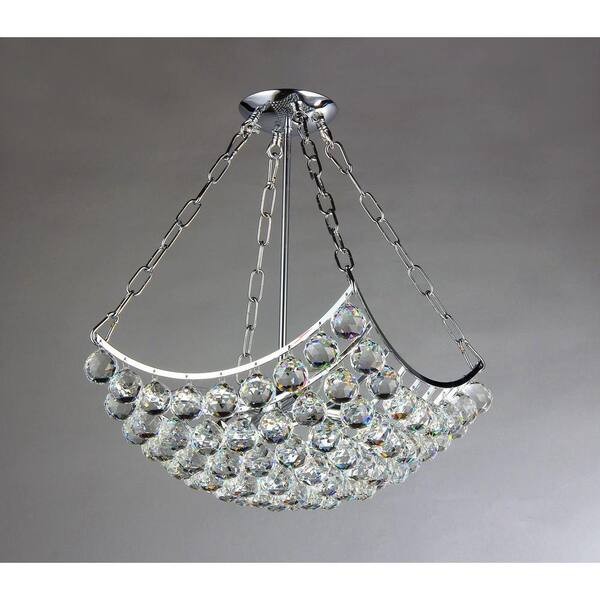 Warehouse of Tiffany Blathnat 4-Light Crystal Chrome Chandelier