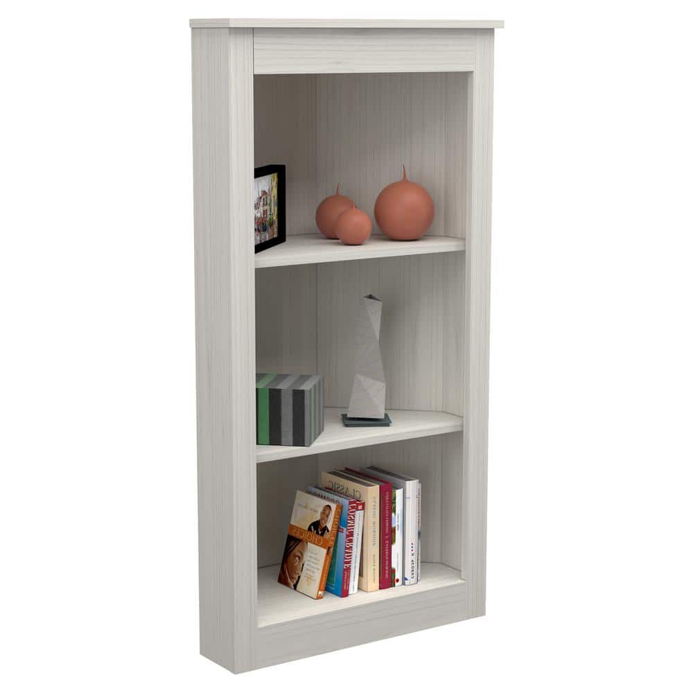Elegant Washed Oak Corner Bookcase with 3 Open Shelves
