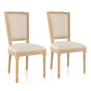 Beige Wood Dining Chair Set of 2