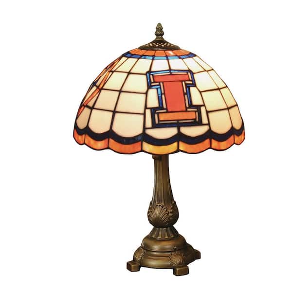 The Memory Company NCAA 19.5 in. Antique Bronze Tiffany Table Lamp Illinois