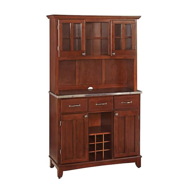 HOMESTYLES Cherry and Stainless Buffet with Hutch