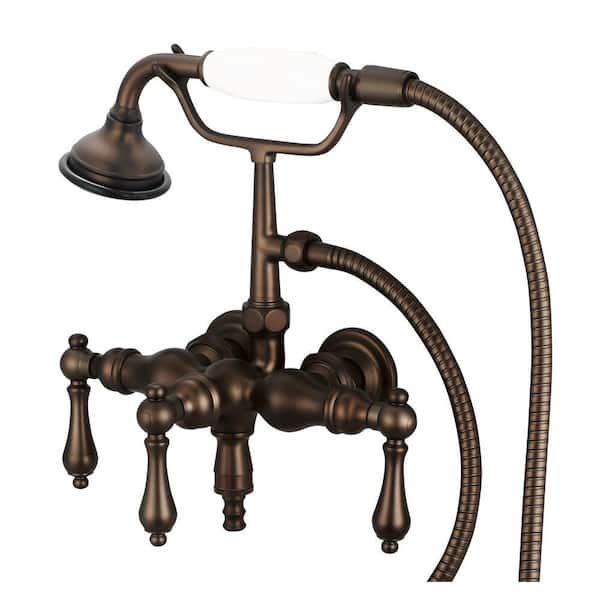 Water Creation 3-Handle Vintage Claw Foot Tub Faucet with Handshower and Lever Handles in Oil Rubbed Bronze