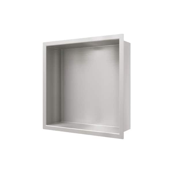 Hpeytaire 13 in. W x 13 in. H x 4 in. D Single Shelf Bathroom Recessed Shower Niche in Brushed Nickel