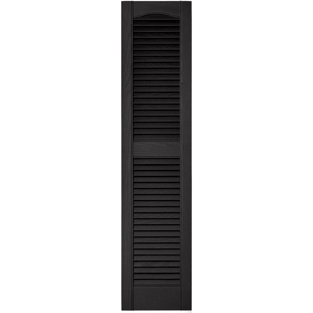 Builders Edge 12 in. x 52 in. Louvered Vinyl Exterior Shutters Pair in