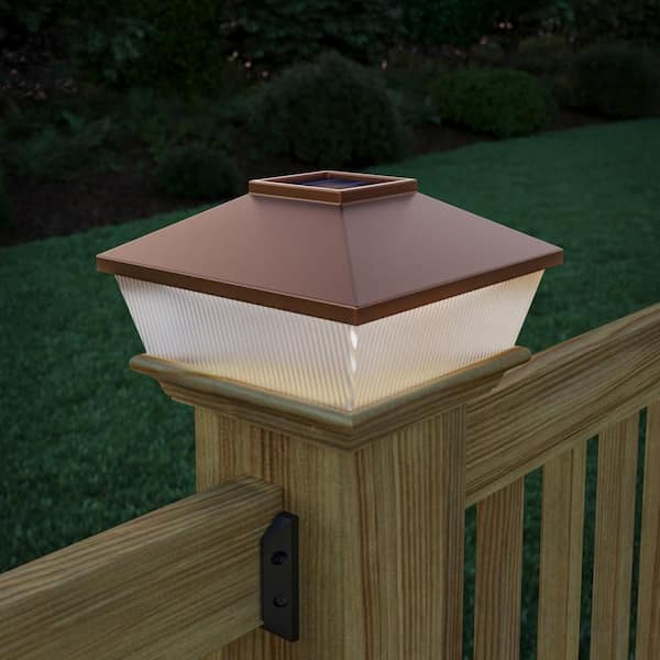 6 in. x 6 in. Copper Solar Pyramid Post Cap with Pressure Treated Wood Base
