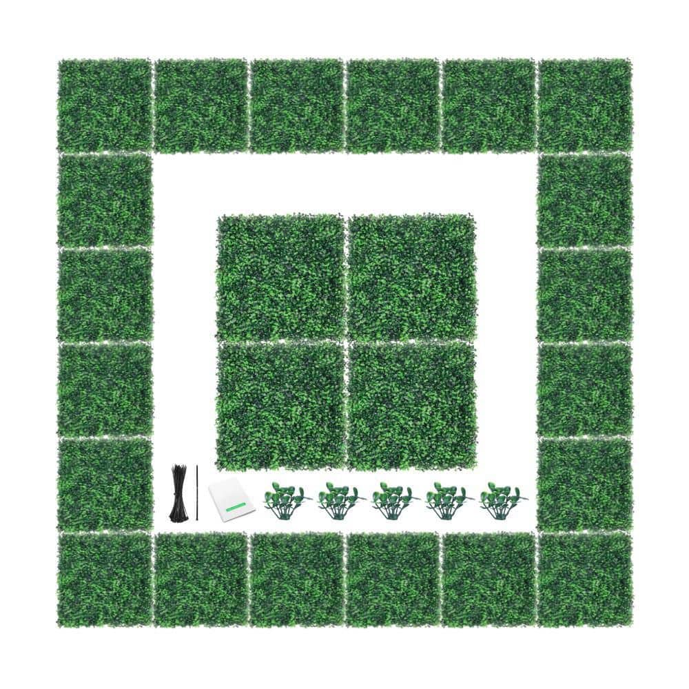 LHY 1 .78 in. H x 20 in. W 24-Piece Artificial Boxwood Wall Panels