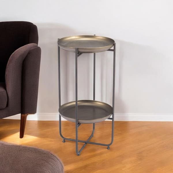 17 in. Bronze Round Metal End Table