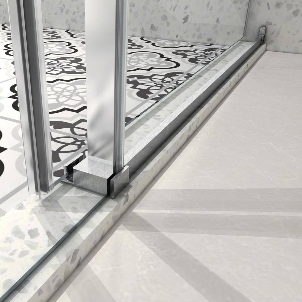 60'' Brushed Nickel Frameless Sliding Shower Door with Clear Glass