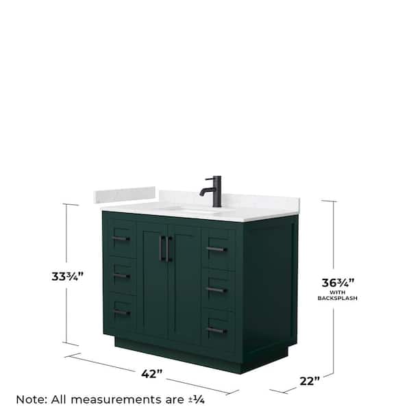 Miranda 42 in. W x 22 in. D x 33.75 in. H Single Bath Vanity in Green with Carrara Cultured Marble Top