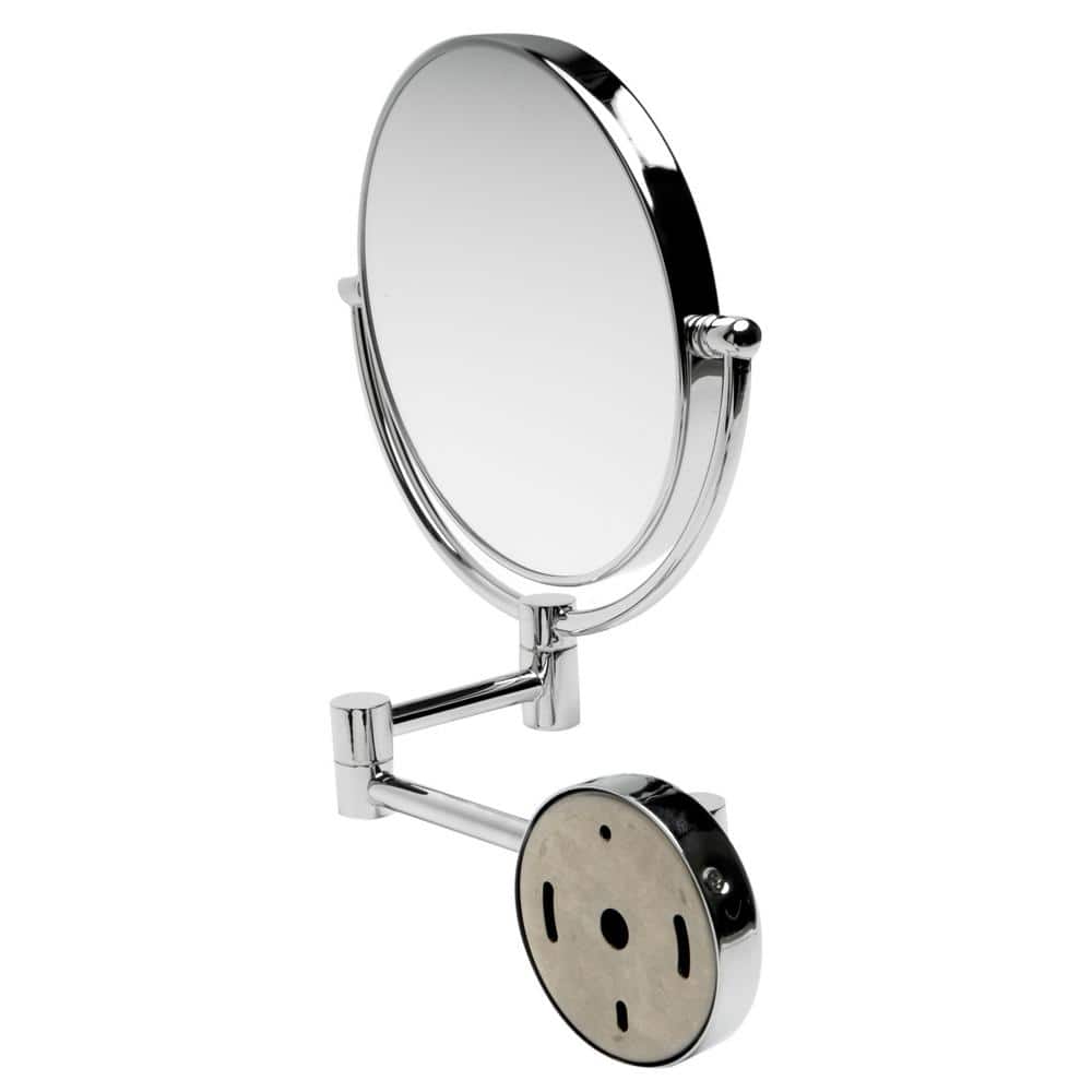 Wall Mounted 10'' Polished Chrome Round Magnifying Cosmetic Mirror