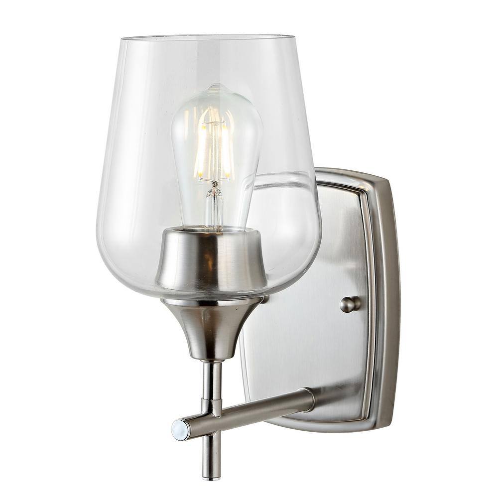 Valda 11" Nickel and Glass Contemporary Wall Sconce
