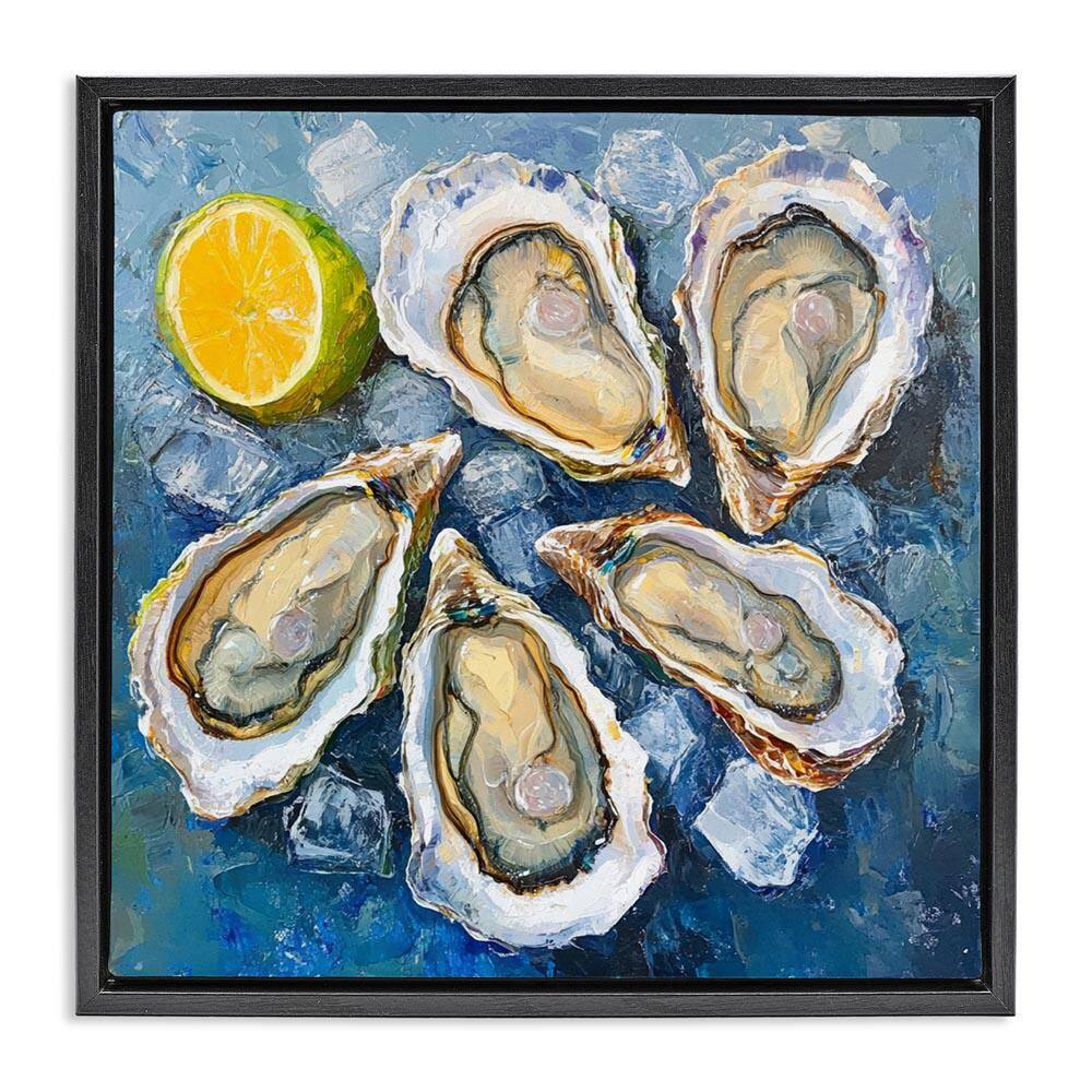 Lemon & Oysters Seafood by LSR Design Studio Black Floater Frame Food Graphic Art Print 25 in. x 25 in. price history on PriceWatchPro