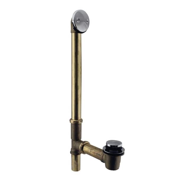 Westbrass 22 in. 17 Gauge Brass Tip-Toe Drain Waste and Overflow in Polished Chrome
