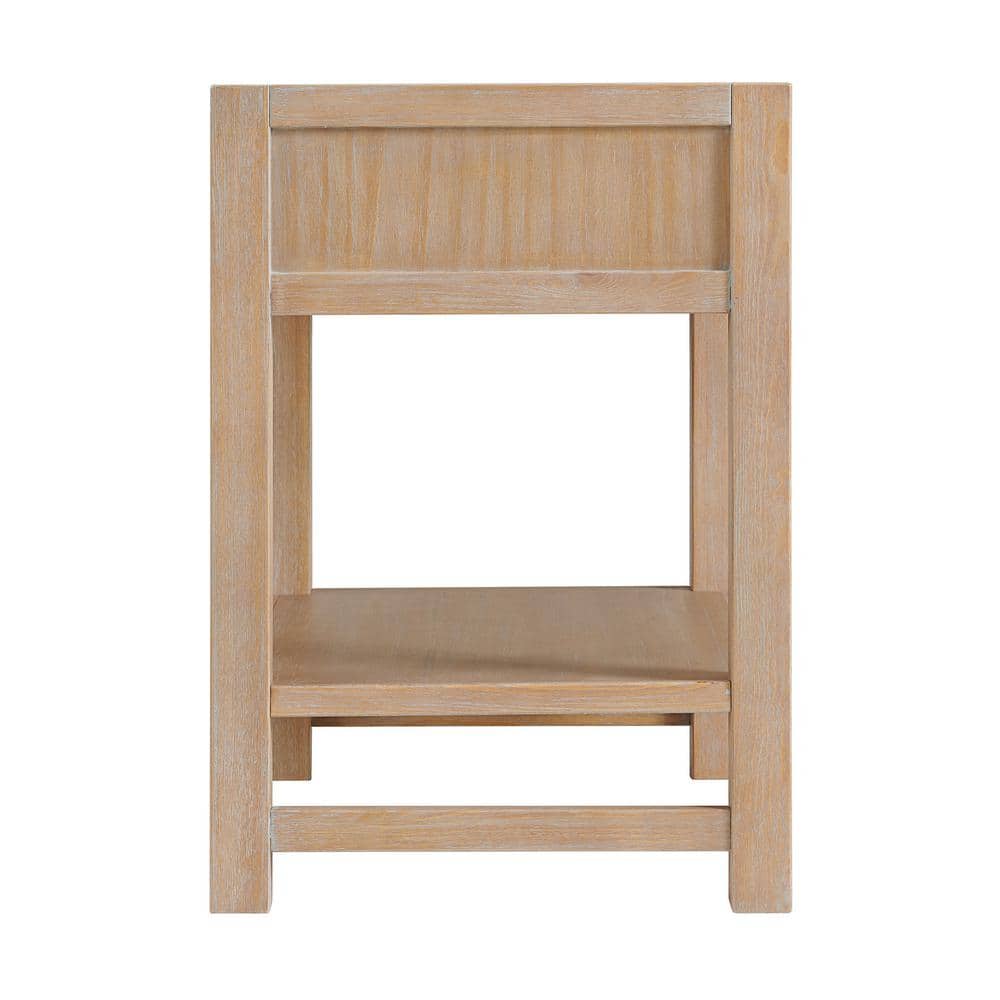 Arden Light Driftwood Pine 2-Drawer Nightstand with Open Shelf