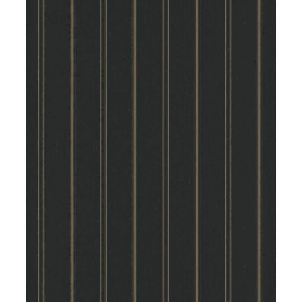 Metallic Black Stripes Design Vinyl on Non-woven Non-pasted Wallpaper Roll