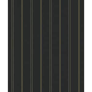 Metallic Black Stripes Design Vinyl on Non-woven Non-pasted Wallpaper Roll