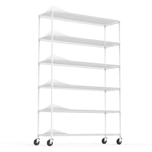 FUNKOL 6Tier Heavy Duty Steel Wire Shelving Unit in White (18 in. W x