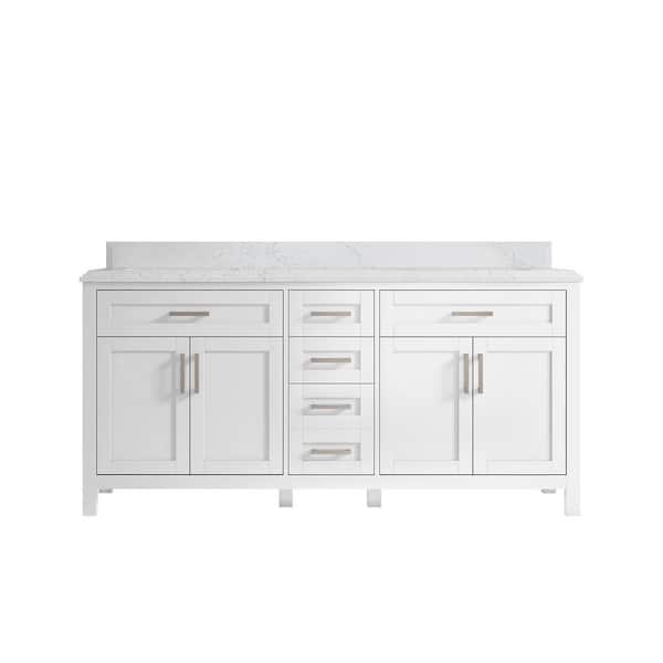 Willow Collections Cambridge 72 in. W x 22 in. D x 36 in. H Double Sink Bath Vanity in White with Cove Edge Empira Quartz Top