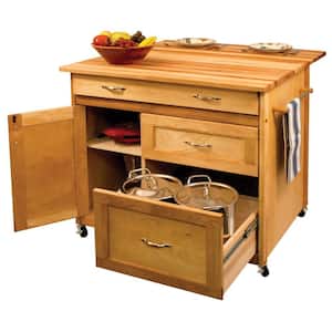 38 in. wide Butcher Block Kitchen Island with Deep Drawers