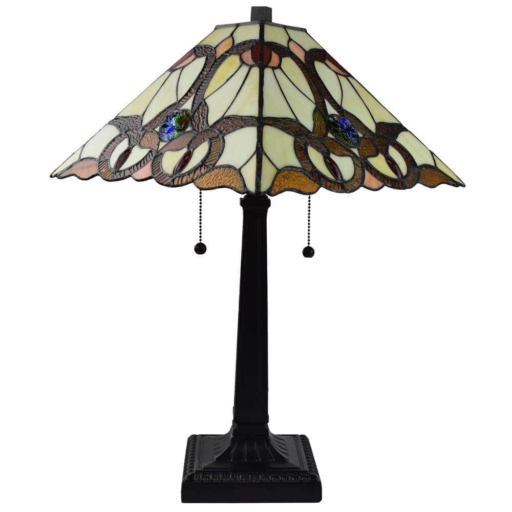 Tiffany Style 23" Stained Glass Table Lamp with Dual Pull Chains