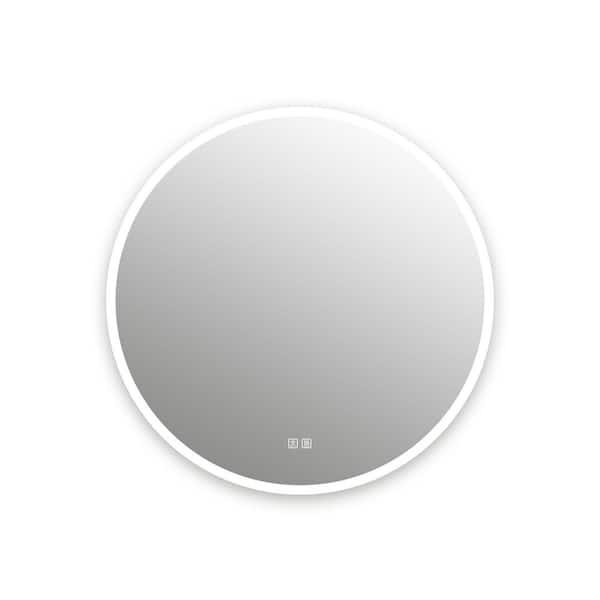 HOMLUX 44 in. W x 44 in. H Round Frameless LED Light with 3-Color and Anti-Fog Wall Mounted Bathroom Vanity Mirror
