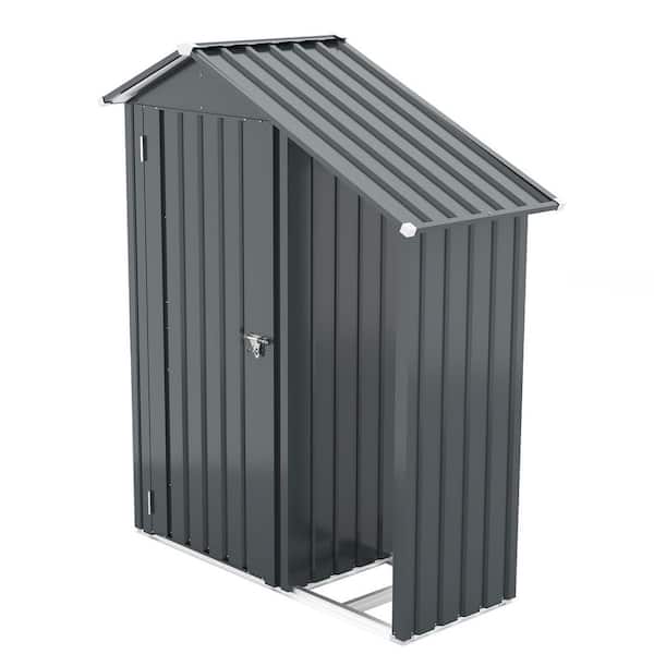 4.6 ft. W x 2 ft. D Dark Gray Metal Lockable Garden Shed with Open Space (9.2 sq. ft. )