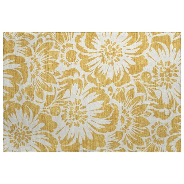 Dream Shag Premium Machine Washable Abstract ADS551 Gold 2 ft. x 3 ft. Accent Rug