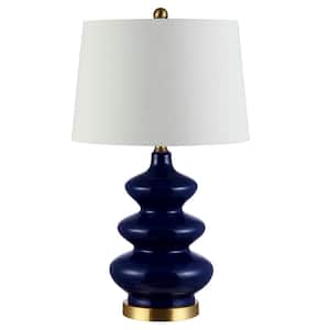 Brielle 27.5 in. Navy Table Lamp with White Shade