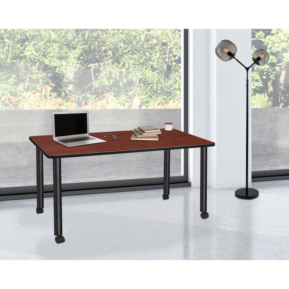 Regency Kee 66 in x 24 in. Cherry Red Top Mobile Desk, Black Legs ...