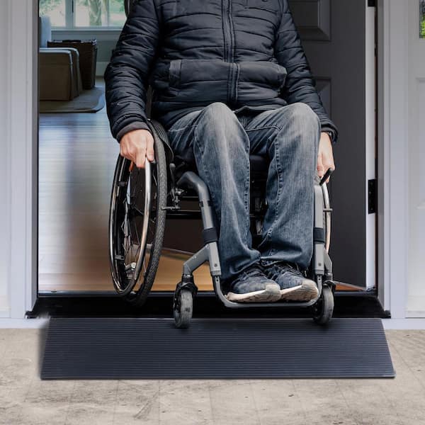 1.6 in. Rise Cuttable Threshold Ramp for Sweeping Robot, 35.4 in. Wide Natural Rubber Wheelchair Ramp, Non-Slip Ramp