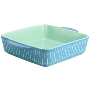 Breakfast 8 in. Stoneware Square Baker in Teal