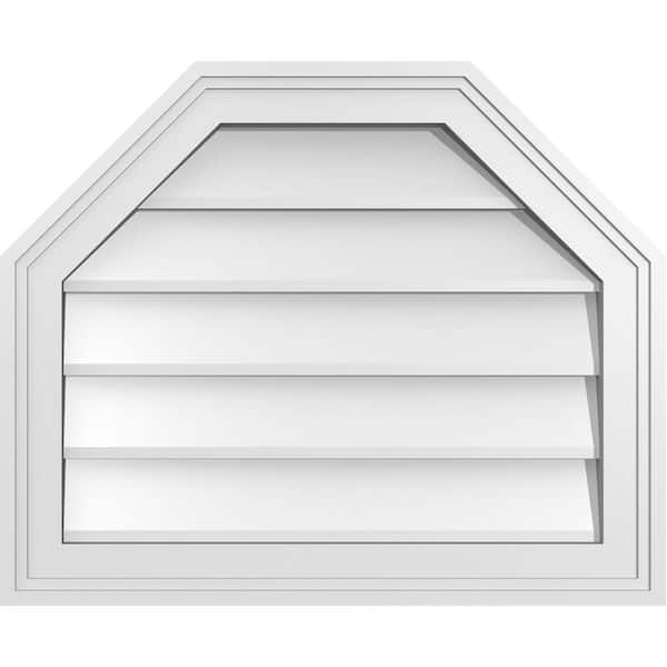 Ekena Millwork 22 in. x 18 in. Octagonal Top Surface Mount PVC Gable Vent: Decorative with Brickmould Frame