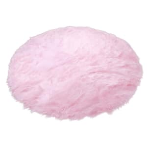 Pink 5 ft. x 5 ft. Luxuriously Soft and Eco Friendly Round Faux Fur Area Rug