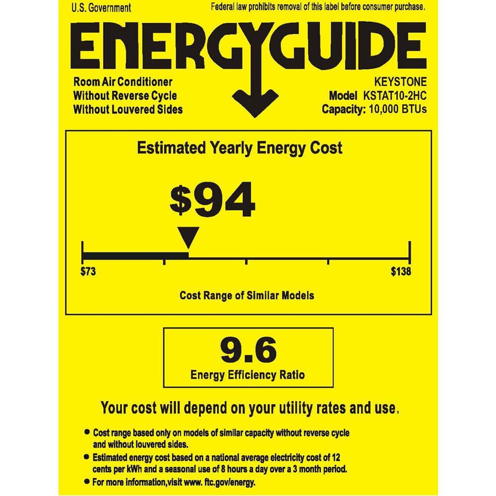 Keystone 10,000 BTU White Through-the-Wall Air Conditioner with Heater and Remote