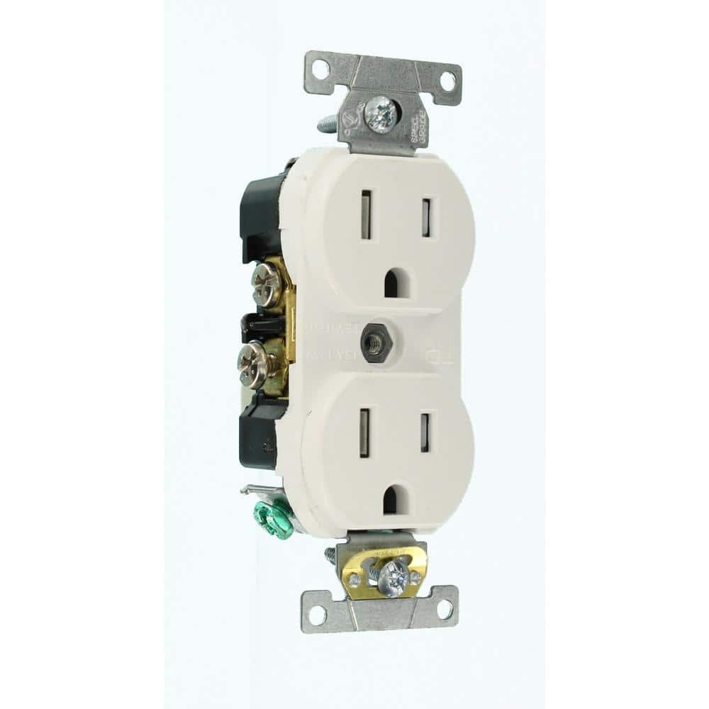 White Tamper Resistant Duplex Outlet with Wall Plate, Pack of 10