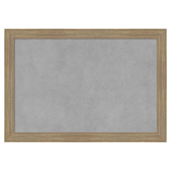 Amanti Art Woodgrain Stripe Mocha 20 in. x 14 in. Framed Magnetic Board