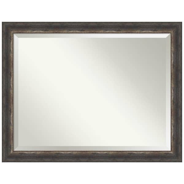Medium Rectangle Bark Rustic Char Beveled Glass Casual Mirror (35.25 in. H x 45.25 in. W)