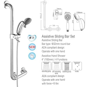 4-Spray Patterns 3.5 in. Wall Mount Handheld Shower Head 1.75 GPM with Slide Bar and Cleaning Spray in Polished Chorme